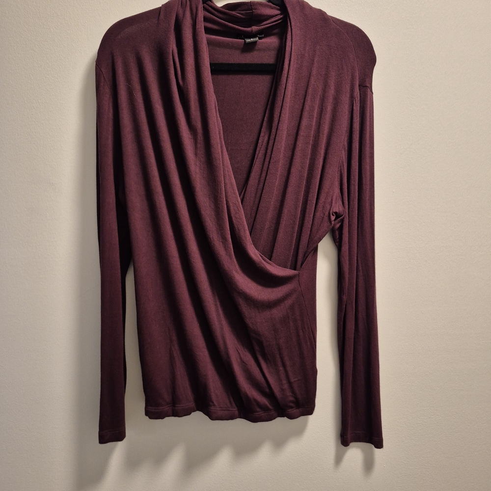 IMAN Deep Wine Women's Wrap Blouse